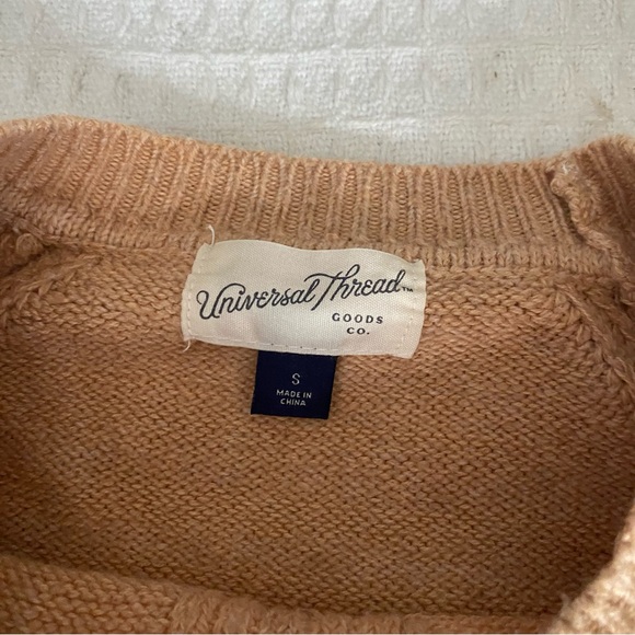 Universal Thread Tan Crew Neck Sweater with Ribbed Detailing small - Picture 2 of 6